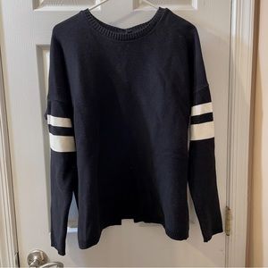 NWOT Zara Oversized Crewneck Sweater with Collegiate Stripe